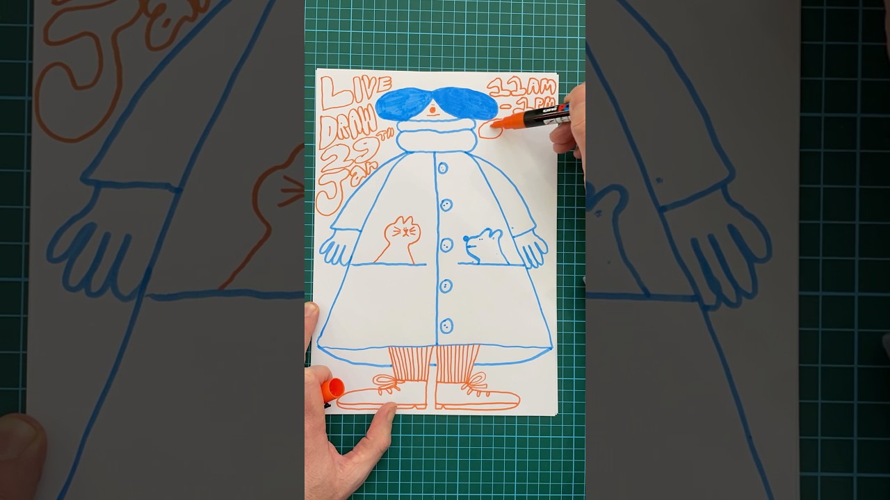 Hand Drawn Posca Pen Poster for Live Drawing Stream 