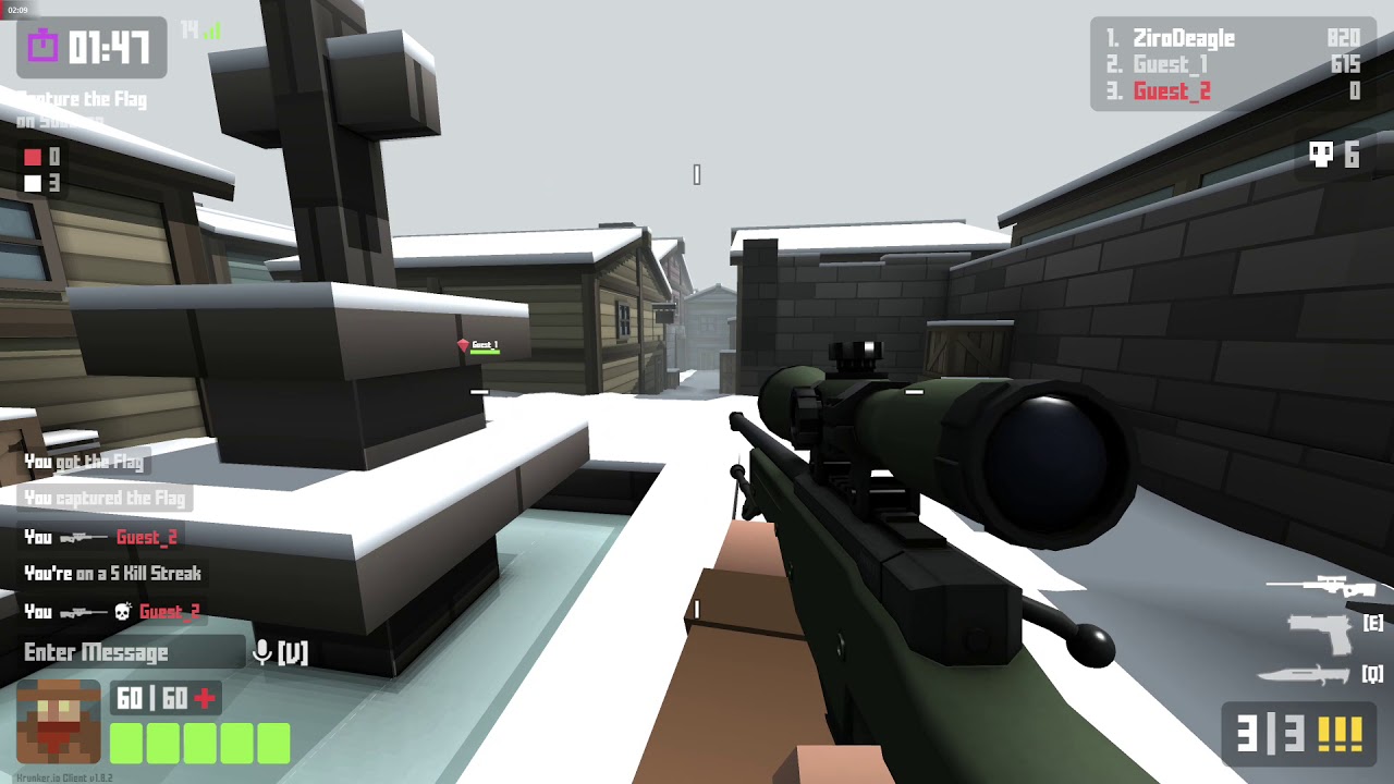 Krunker.io Sniper only ctf_subzero (Hunter Class)