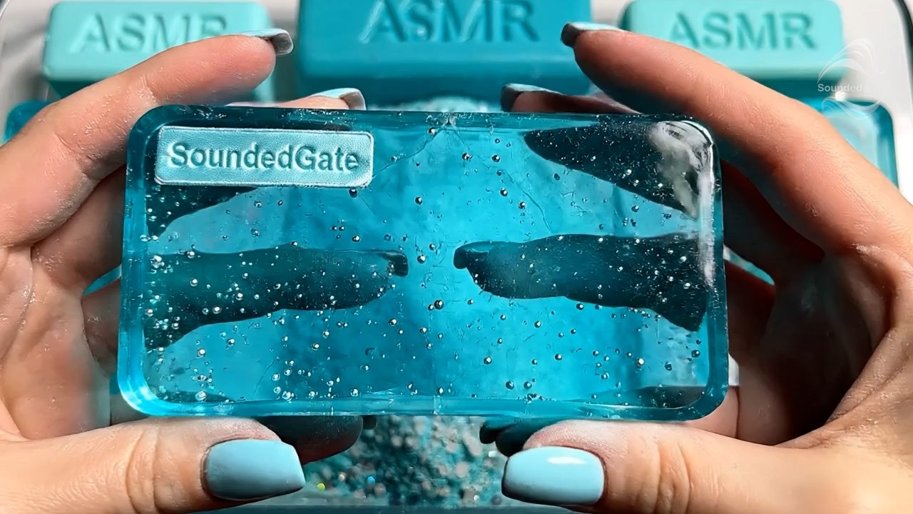 💙 [ASMR] Blue Luxury Soap Crushing | Glass Bars, Marble Sounds & Tingles