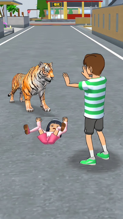 The policeman saved him from the tiger 😰#shorts #sakuraschoolsimulator #shortsvideo #viral
