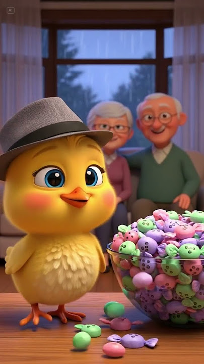 The little Chick brings Sweet Fruit Candy to the baby in the rain #chickhero  #cutefamily#viralvideo