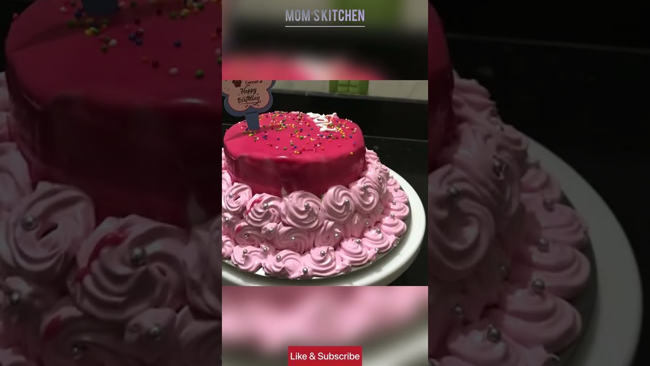 2 tier pink flower cake new design 