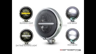 Max-Inc 5.75 Chrome Bates Style Metal Classic Modern Led Headlight