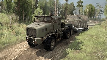 Loading and transportation MAZ-535 on a trailer Oshkosh M1070 - ST: MudRunner