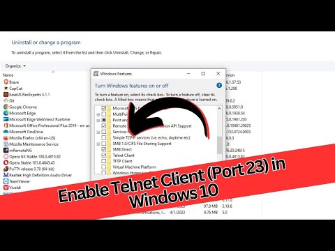 Enable Telnet Client (Port 23) in Windows 10