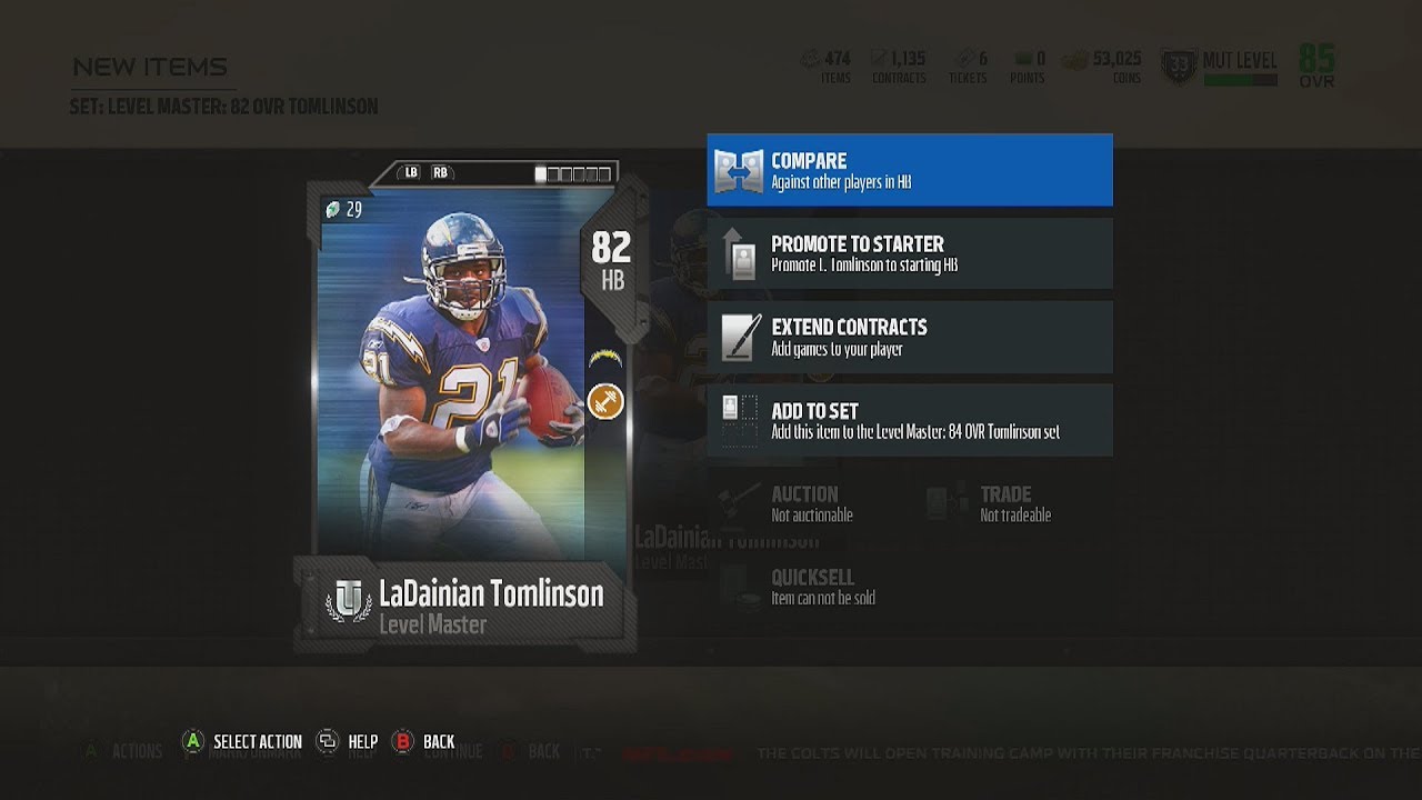 Madden NFL 18 | Level Master | 82 OVR Tomlinson + Stats