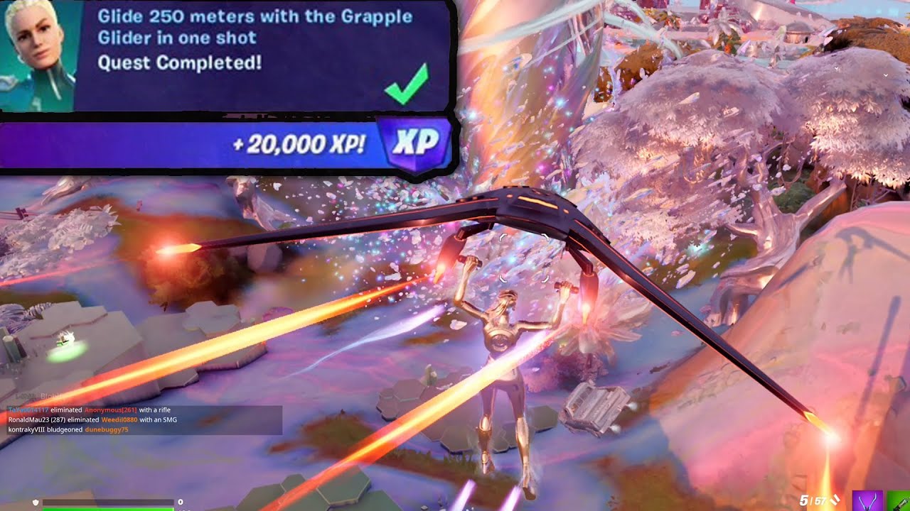 Glide 250 Meters With the Grapple Glider In One Shot - Week 9 Quest