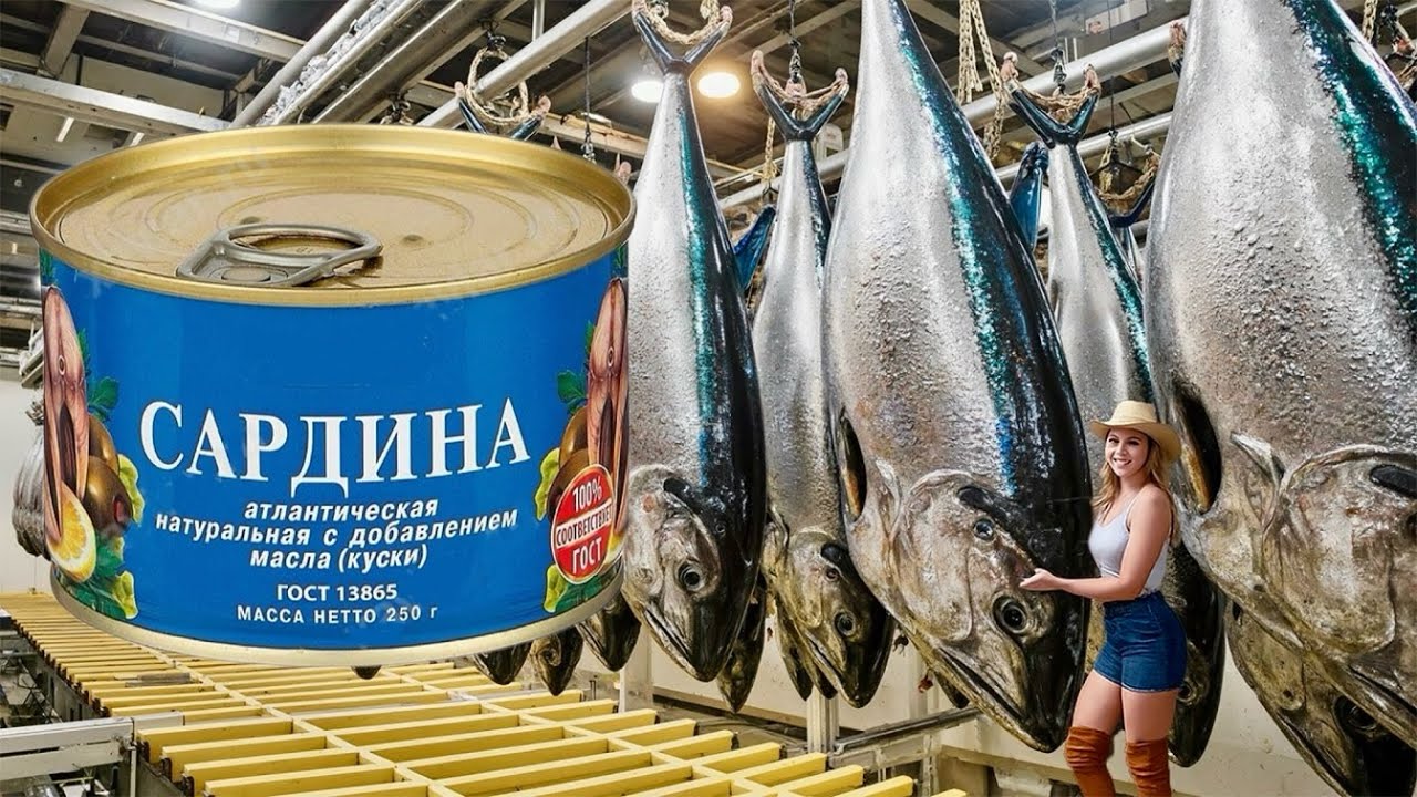 Как МИЛЛОНЫ банок сардин изготавливают на фабрике. Уникальные кадры!