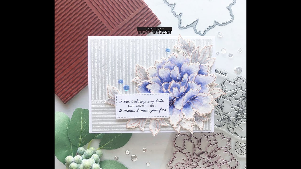 Peony Duo + Stripe Addict Hello Card