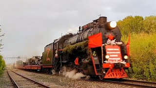 ПАРОВОЗ С ВОЕННОЙ ТЕХНИКОЙ! Поезд победы в Стерлитамаке. Паровоз Л-3854 с припиской ТЧЭ-3 Пенза.