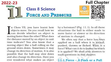 Force and Pressure : Class 8 Science chapter 11 [Full Chapter]