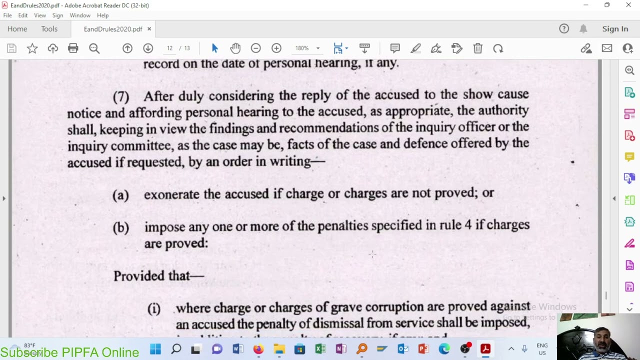 efficiency & discipline rules 2020 part 3 PIPFA Online Services Rules