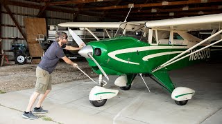 Flying over South Dakota in a vintage Piper Aircraft.