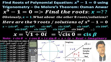 How to Solve Polynomial Equation using Trigonometry De Moivre’s Theorem – Roots of Complex Numbers
