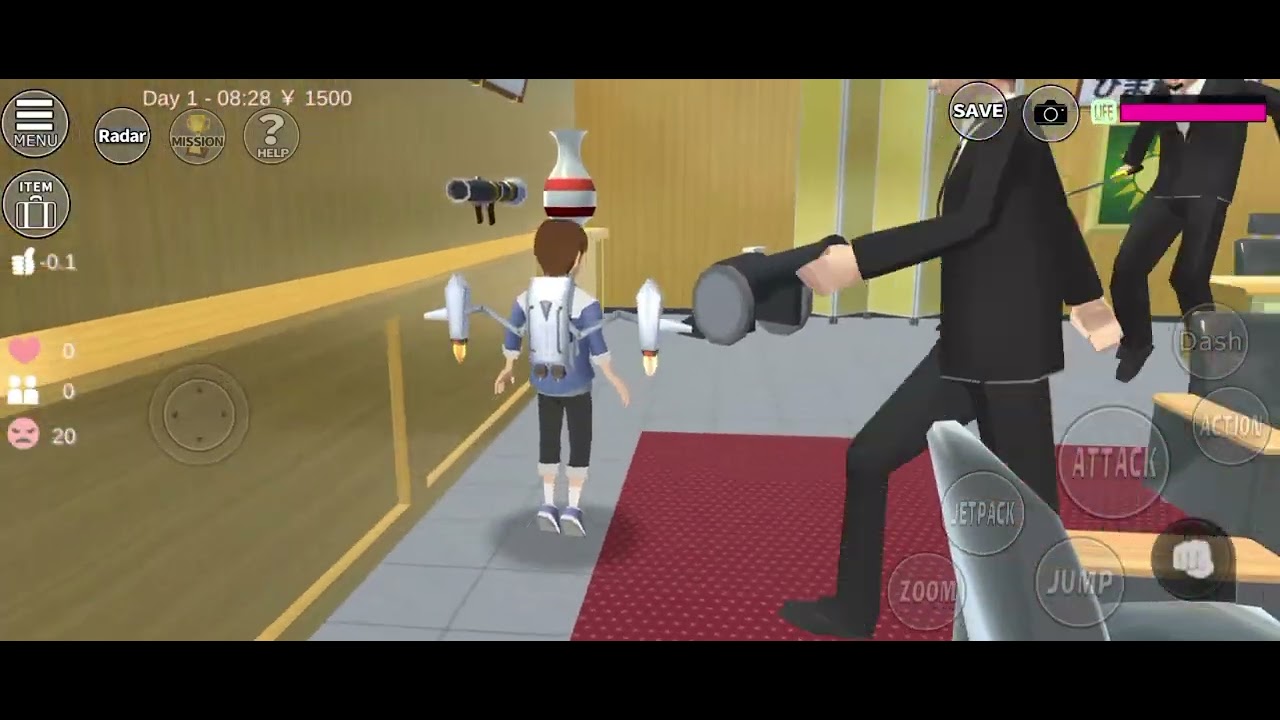 Sakura school simulator Yuta dan mio pergi bersama mencari temannya di markas yakuza