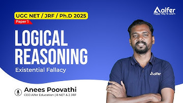 Existential Fallacy| Logical Reasoning for #UGC #net | Anees Poovathi (8 NET, 2 JRF) |AIFER#paper1
