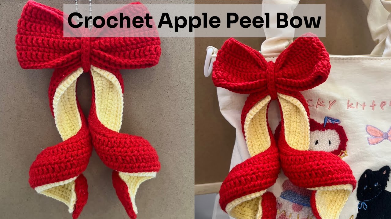 Crochet Apple Peel Bow Easy tutorial | Fun & Easy Pattern for Beginners.
