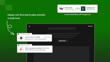 Show GoHighLevel Sign-Ups & Purchases as Social Proof popup | WiserNotify Social Proof Tool