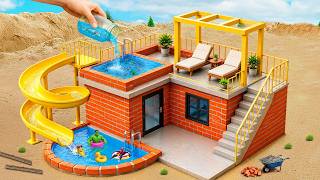 DIY Mini Tractor Builds a Brick House With Pool &amp; Water Slide | Science Project
