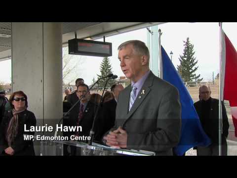 Premier Ed Stelmach helps open the South LRT Extension to Southgate and Century Park at the official opening ceremonies. Funding for the extension of the South LRT from Health Sciences Station was provided by the Province of Alberta, the Government of Canada and the City of Edmonton. April 24, 2010.