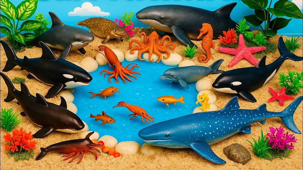 Large & Small Sea Animals | DIY Sea 3D Animals Fun Diorama with Whales, Sharks, Dolphin & More