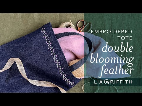 Embroidered Tote Double Blooming Feather