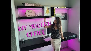 DIY Modern Office! Floating Desk AND Shelves!