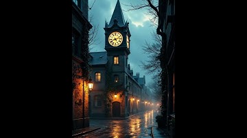 Mystical Clock Tower at Twilight, video content, 2025 #arsenalai_ #clocktower #twilight #cobblestone