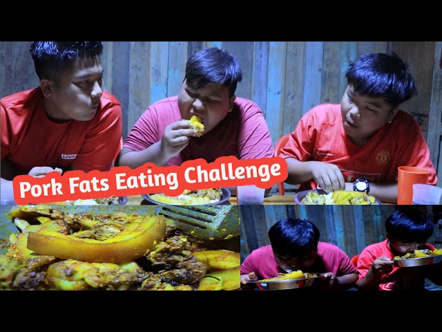 Fat Brothers Eating Pork Fats Challenge🤣🤣🤣 class=