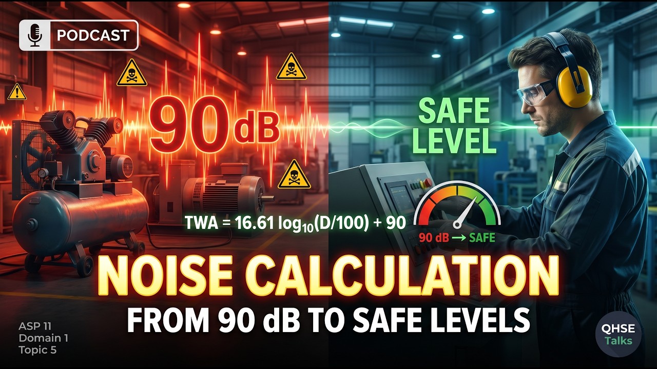 ASP 11 Domain 1 Topic 5: Calculate Noise Hazards (TWA, Dual Machinery, Noise Reduction Rates)