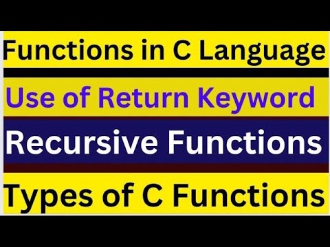 Function in C Language | Types of Functions | Recursion | Return ...