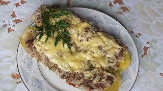 Кабачки с фаршем и сыром , запеченные Кабачки с фаршем и сыром , запеченные