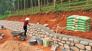 TIMELAPSE : Building A Sturdy Stone Fence To Prevent Landslides And Protect The Farm