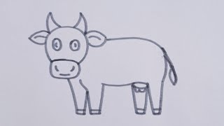 How to draw a Cow (cortoon)//Cow drawing easy way.