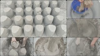 ASMR:super dusty cement+sand shapes both dry+water/smashing at same time/sound n dust makes u asleep