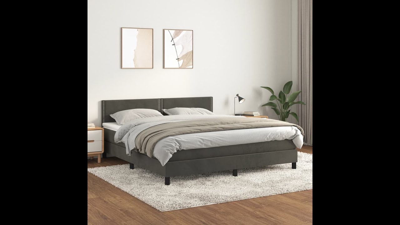Boxspring met matras fluweel donkergrijs 180x200 cm