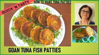 Spiced tuna fishcakes/ Goan fish cutlets recipe/Potato tuna patties recipe/How to make tuna patties