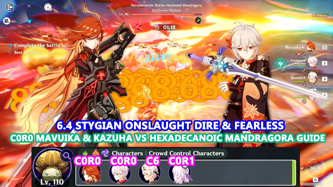 6.4 Stygian Onslaught Dire & Fearless : C0R0 Mavuika & Kazuha vs Hexadecanoic Mandragora Guide