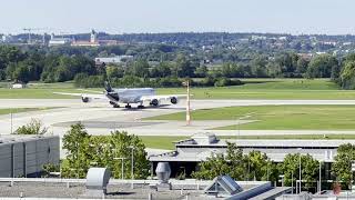 4K - Lufthansas Airbus A340, A350 And A380 Taking Off From Rwy 08L At Munich Muc