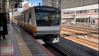 中央線 E233系0番台 T27編成 快速 東京行き 入線シーン@新宿