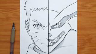 How to draw Naruto and Kurama | Kurama and Naruto step by step | easy tutorial for beginners