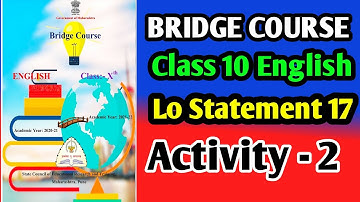 Bridge Course Lo Statement 17 Activity -2 Class 10 English with all answers
