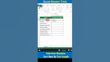 Excel Ki Itni Zabardast Trick 😮 Sort By Text Length #shorts