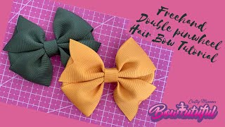 Freehand, no template, no sew double pinwheel hair bow tutorial. How to make hair bows. DIY Laço