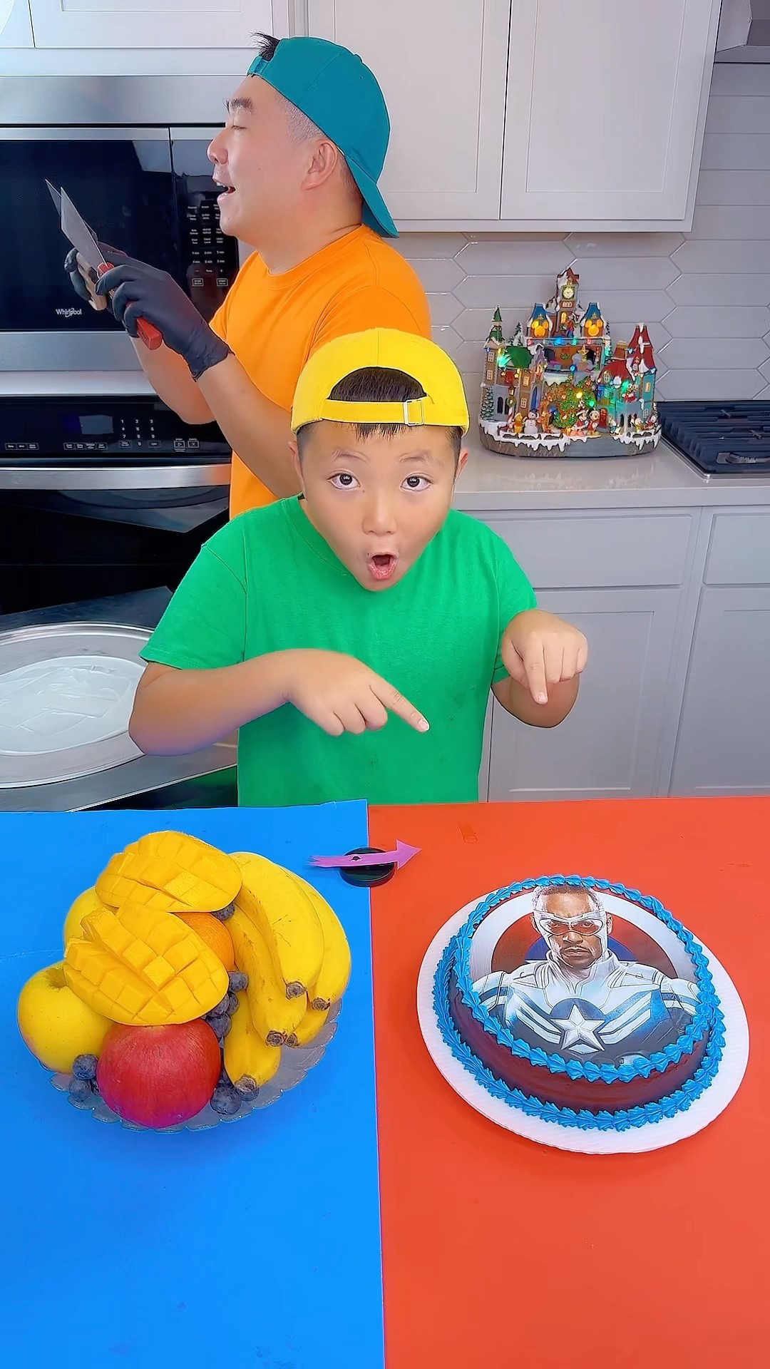 Captain America 4 vs fruits ice cream challenge!? #funny by Ethan Funny Family