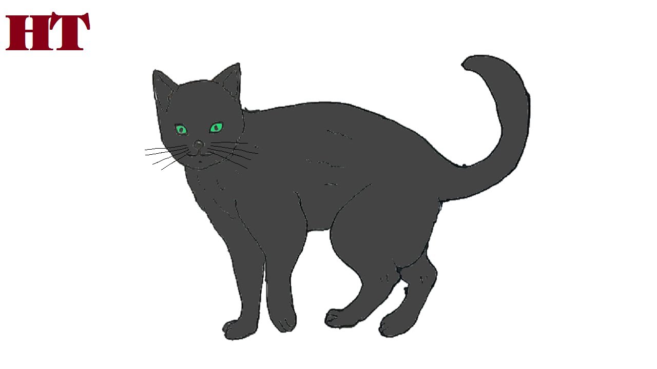 How to Draw a Black Cat (Cartoon)