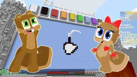 Squirrrel and Squirrrelette play DRAW MY THING mini game - Minecraft