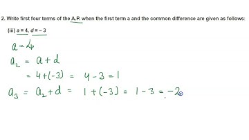Write first four terms of the A.P. when the first term a and the common difference is a = 4, d = – 3