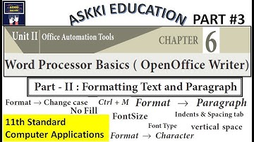💥 11th Computer Applications & Technology Chapter 6 - Word Processor Basics | English Medium Part #3