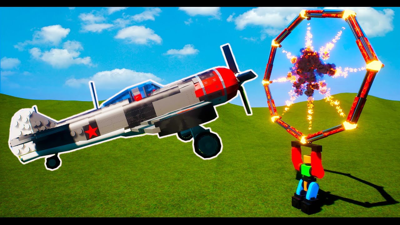 Lego Planes Fly through Giant Fire Wall! Brick Rigs Lego Airplanes